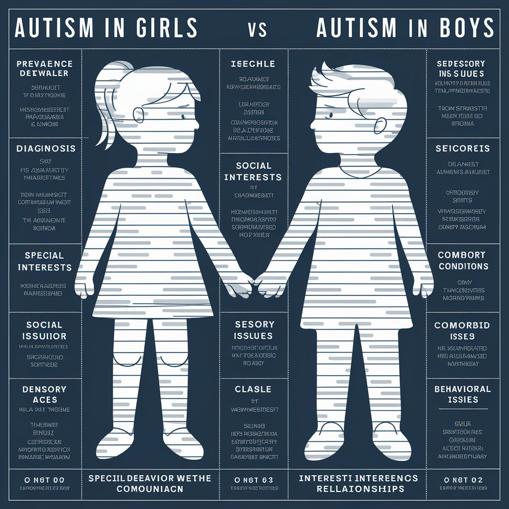 Comparison table between autism in girls and autism in boys: