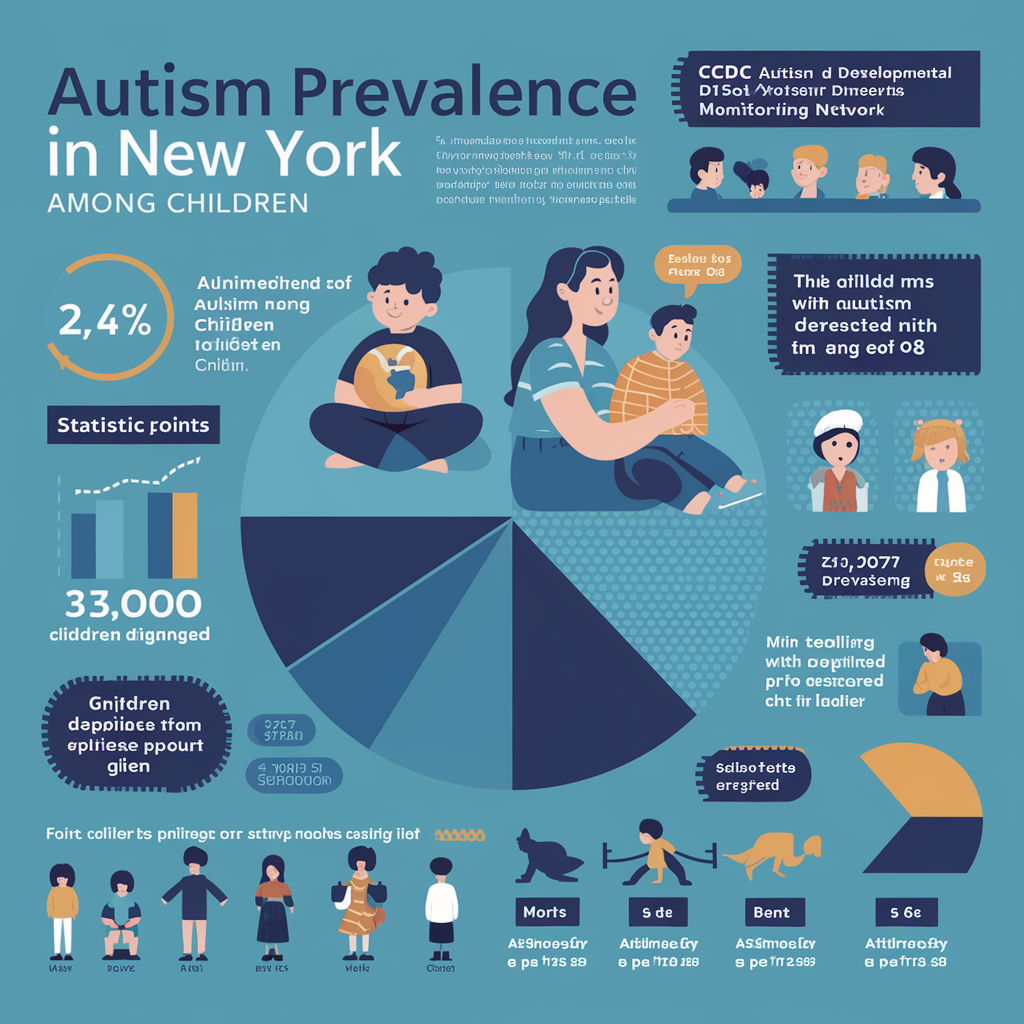 1 in 41 children in NY identified with autism (2.4% prevalence)Around 33,000 children diagnosed with ASD in NYMore prevalent among boys (4:1 ratio)Most diagnosed by age 8Differences in diagnosis timing across racial/ethnic groups